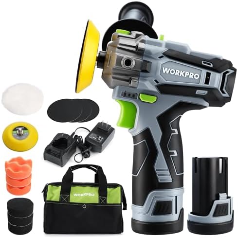 WORKPRO 12V Cordless Mini Polisher Kit, 3" Buffer & Sander by WORKPRO