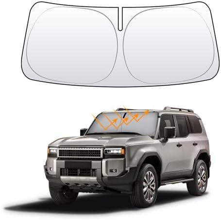 Front Windshield Sun Shade Custom Fit Compatible for Land Crusier 250 2024-present Sunshade Foldable UV Ray Reflector Sun Visor Protector Accessories Shield Cover Reflective (for LC250 2024-present) by akarin