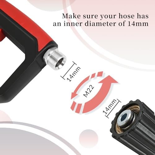 Sooprinse Short Pressure Washer Gun with Foam Cannon, Foam Cannon for Pressure Washer, 1/4 Inch Quick Connector, 5 Nozzle Tips with Car Wash Mitt, 1 Liter - Image 3
