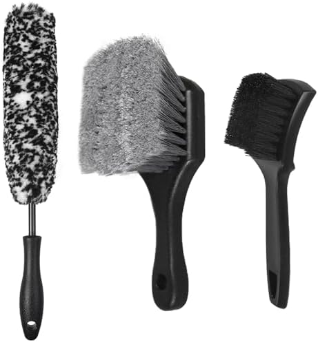 Car Wheel & Tire Brush Set, Wheel Cleaner Brush, Soft & Stiff Bristle Cleaning Brush, Wheel Brushes for Cleaning Wheels, Rim Brush for Car Body Exterior Surface, Carpet, Truck, SUV, RV, Motorcycle by TTRCB