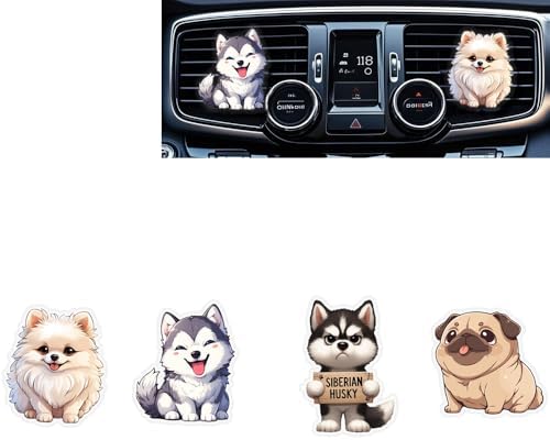 Cute Car Air Freshener Clips,Cute Dog Car Vent Clip,Car Vent Decoration Accessories,Auto Air Conditioner Clip,Automotive Interior Decoration Gifts for Girls and Women by Cinpudo