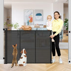 Reinforced 42 Inch Extra Tall Retractable Dog Gate with Reinforced Strips 55 Inch Wide Retractable Baby Gates for Doorways Anti-Scratch Extra Tall Dog Gate Outdoor Pet Gates for Dogs Indoor, Black by Babyproofingoutletcovers