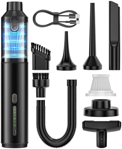 Car Vacuum Portable Cordless Handheld Vacuum Cleaner 4-in-1 Mini Cordless Vacuum with 2 Suction Modes and 16800pa Suction Power Blowing & Inflating 2 Modes Handheld Vacuum for Car, Desk, Keyboards by Verticalmagneticcharging