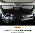 Car Windshield Sun Shade for Toyota 2020-2025 2026 Highlander Accessories (OEM Design) Reflective Foldable Heat Insulation Sunshade for Ultimate Protection - Image 2