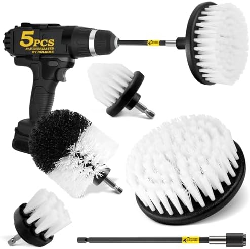 Holikme 5Pack Drill Brush Set with Extension for Car & Bath Detailing by Holikme