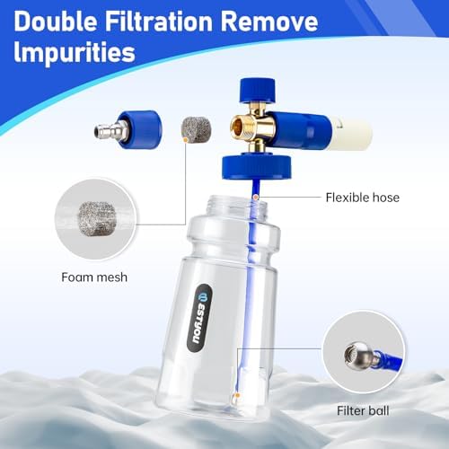 Foam Cannon for Presure Washer，Blue Car Wash Cleaning Foam Cannon with 1/4” Quick Connector,Adjustable Foam Thickness and Spray Range,Suitable for Various Car Washing Scenarios - Image 3