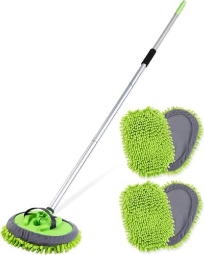 62’’ Car Wash Brush Kit with 2 Replacement Head Covers, Microfiber Car Washing Kit with Long Handle, Car Wash Mop for Cars RV Truck Exterior by Unknown