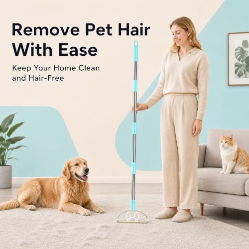 63‘’Ultra Long Heavy Duty Carpet Rake - Efficient Pet Hair Remover for Carpets, Rugs & Furniture, Deep Cleaning Carpet Scraper, Durable Home Use Tool by LINTPLUS - Image 7