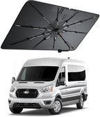 Windshield Sun Shade for Ford T150/250/350 2015–2026, Foldable Umbrella Sunshade with 100% UV Block, Multi-Layer Heat Insulation, Reinforced 10-Rib Frame, Keeps Car Cooler by Amadaw