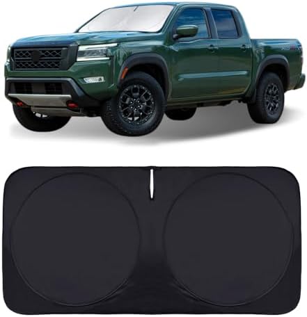 Foldable Windshield Sun Shades for 2021-2023 Nissan Frontier, Sunshade Cover Protector Custom Fit Nissan Xterra Armada Reflector Sun Visor Front Window Shade Cool Car Accessories-(61" x 33.5") by INSAUTO