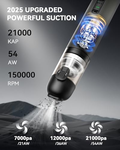 Car Vacuum Rechargeable 21000Pa Powerful Suction Handheld Vacuum Cordless - Image 2