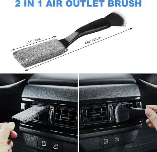 7PCS Car Detailing Brush Set, Ultra Soft Boars Hair Car Interior Detailing Brushes, Car Interior Detailing Kit, Car Cleaning Gel Supplies Kit, Car Dust Brush, Car Accessories for Truck, Suv, Interior - Image 5