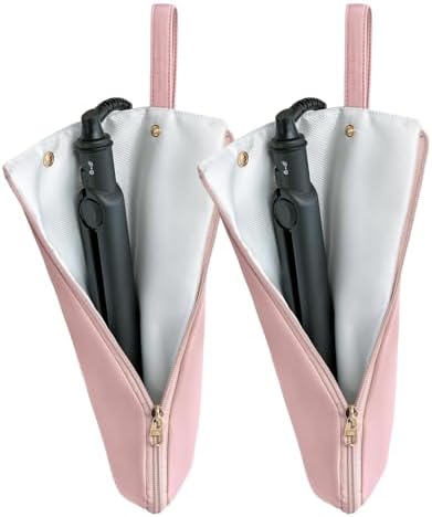 Lifeplus Holder & Mat for Hot Tools, Curling Iron Flat Iron Heat Resistant Hair Tools Travel Bag - Ideal for Home, Travel, Gift (Pink 2 pack) by Unknown