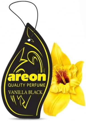AREON MON MA31 Hanging Best Car Air Freshener Vanilla Black Scent, Paper Hanging Ornaments, Long Lasting Scent for Car or Home 12 Pack by AREON