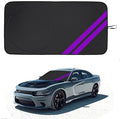 Front Windshield Sun Shade Fit for Dodge Charger Challenger Durango Journey Universal Fit to All Dodge Cars Foldable Sun Visor Protector Custom Fit Dodge Window Sunhade (Black Purple) by YOSRTER