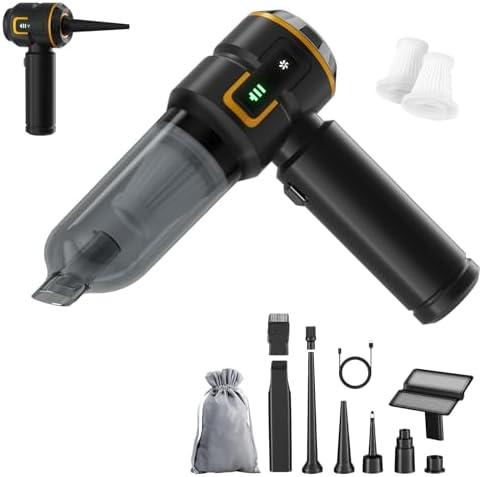 Handheld Cordless Professional 4-in-1 Car Vacuum Cleaner with Digital Display, 20000Pa Powerful Handheld Vacuum, Portable Cordless Vacuum with Brushless Motor & Crevice Tool for Car Home Office Pet by MSDWLGS