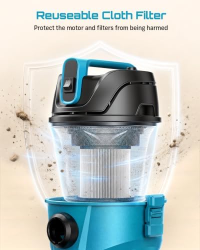 Seesii Wheeled Wet Dry Shop Vac, 2.5 Gal 3-Stage Filtration Vacuum Cleaner - Image 6