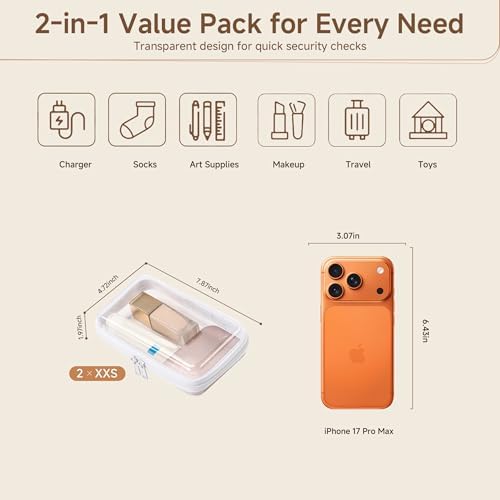 2 Pack Clear Hard Shell Zipper Case Diaper Organizer | 1.0mm Hard Shell, Upgraded Large Zipper Pulls, Clear Travel Pouches, Smooth Zipper Closure, Holds Shape - Image 4