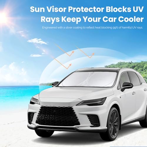 Custom Fit Lexus RX Windshield Sunshade for 2023-2025 2026 RX 350, RX 350 F Sport, RX 350L Accessories Front Window Shades Cover for Windshield Sun Visor Protector 210T Foldable Shade Blocks UV Rays - Image 5