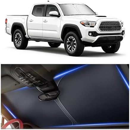 Car Windshield Sun Shade Foldable,2026 Upgraded Car Shade Front Windshield Compatible with Toyota 2016-2026 Tacoma,Sunshade for Cars Windshields with Storage Bag by Aokdom
