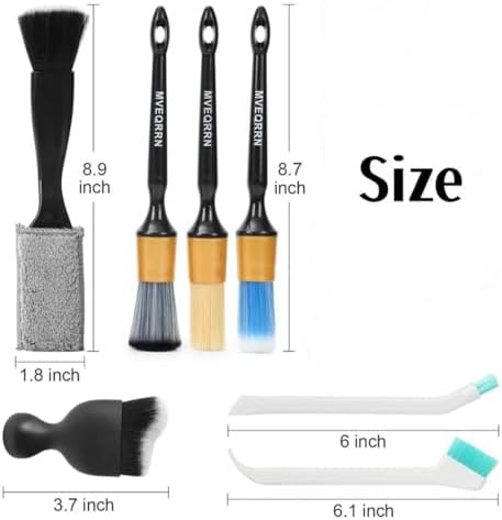 MVEQRRN 7PCS Car Detailing Brush Set,Boars Hair Detail Brush Kit(Gold) - Image 2