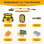 7 in 1 Car Wash Kit with 20L Folding Bucket & Brush, Extendable Car Wash Brush with 40.5" Long Handle, 15° Curved Aluminum Pole, Scratch-Free Microfiber Chenille Mop for SUV Truck RV, Yellow - Image 2