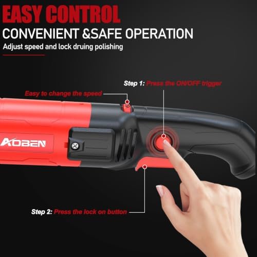 AOBEN Car Buffer Polisher,Rotary polisher,1600W Car Polisher Waxer with 6 Variable Speed,4 Polishing Pads,Detachable Handle for Car Polishing and Waxing - Image 6