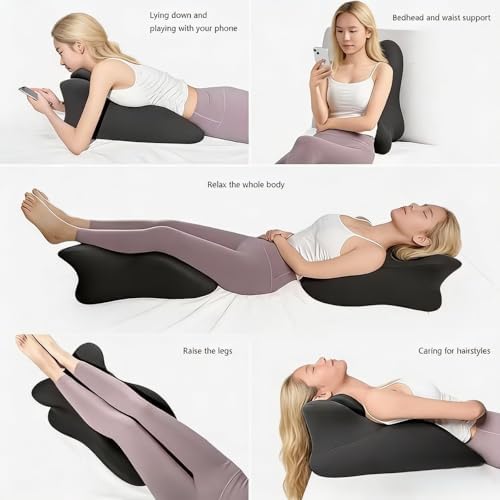 Couples Pillow Ergonomic Support Pillow Reading Pillow Memory Foam Lounger Cushion, 27-Degree Angle Design, NeckPillow, Contoured Multi-Position Support for Couples(Black,25"x22"x18") - Image 7