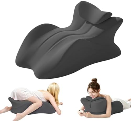 27° Ergonomic Multi-Angle Body Support Pillow, Memory Foam Contoured Rest Cushion with Detachable Neck Pillow, Washable Zipper Cover for Indoor Bed Rest,Black by Unknown