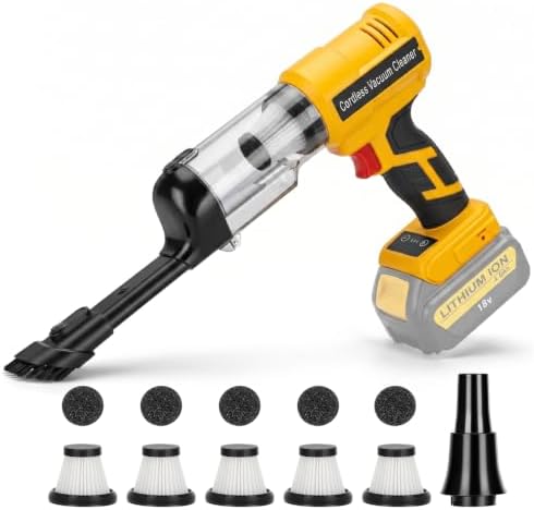 DTEZTECH Cordless Vacuum Cleaner for Dewalt 20V Battery, Electric Handheld Vacuum Cleaner with 105AW Powerful Suction, Portable Vacuum Cleaner for Floor, Carpet, Car, Pet, Home (Battery Not Included) by DTEZTECH