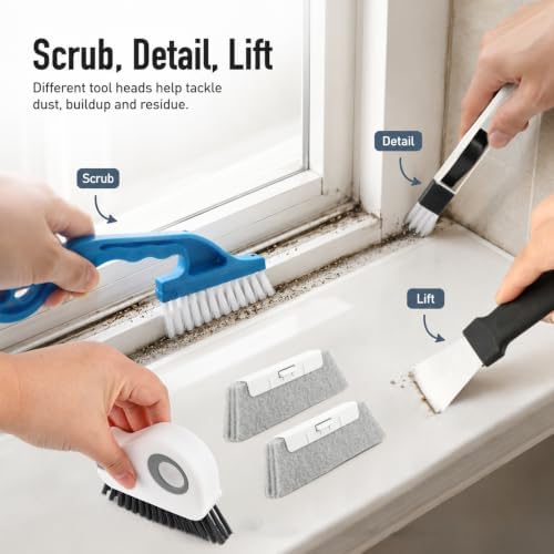 11 Pcs Window Track Cleaner Tools, Window Track Cleaning Brush & Scraper - Image 3