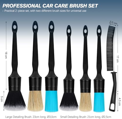 Car Detailing Brushes Set, 8-Piece Auto Detail Cleaning Brush Tool Kit in Ultra-Soft/Middle/Hard, Crevice Brush for Car Interior & Exterior, Leather, Air Vents, Emblems, Wheels Wash & Care - Image 2