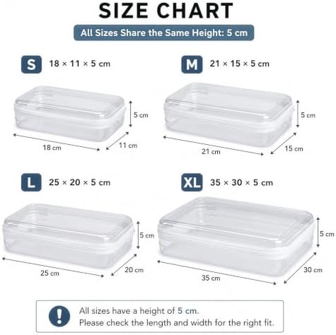 Clear Hard Shell Zipper Case, PET Organizer Box, 2L+1M+1S | Transparent Case for Cosmetics, Makeup, Toy, Home, Office, Stationery, Pencil, Fruit, Building Blocks, File - Image 6