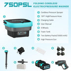 Cordless Washer,Foldable Washer with 2x5.0Ah Battery, 4 Adjustable Model, 4.5Gal Tank 10FT Hose, 6-in-1 Nozzle for Car Washer,Patio,Camping - Image 6