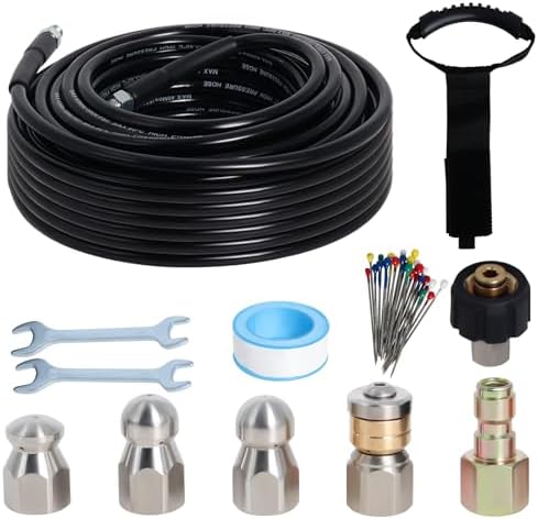 50FT Sewer Jetter Kit for Pressure Washer 5800PSI Drain Cleaner by Zejoot