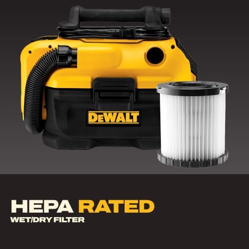 DEWALT 20V MAX Shop Vacuum Wet and Dry, Shop Vac 2 Gallon, Cordless and Corded Wet Dry Vacuum Cleaner, Wide Nozzle, Hepa Filter, Tool Only (DCV581H) - Image 5
