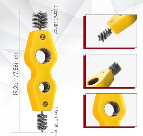 4 in 1 Car Battery Cleaning Brush, Battery Terminal Cleaner, Anti-Rust Auto Battery Cleaner with Steel Wire, Car Accessories Vehicle Machine Parts Clean Tools for Most Vehicles (Yellow) - Image 2