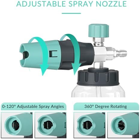 Sooprinse Short Pressure Washer Gun with Foam Cannon, High Pressure Washer Gun Snow Foam Lance with 1/4 Inch Quick Connector, 5 Nozzle Tips with Car Wash Mitt, 3000 PSI, 1 Liter - Image 4