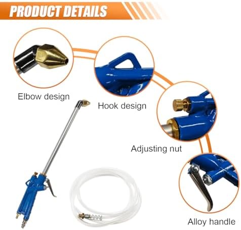 Car Air Engine Cleaning Spray Gun, High-Pressure Air Nozzle Blow Gun with 4Ft Hose, Pneumatic Dust Cleaner Sprayer Tool, Siphon Vehicle Engine Bay Wash Spray Kit(Curve) - Image 3