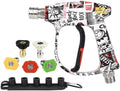 Bear Force High Pressure Washer Gun 3000 PSI Max, Color Painted Power Washer Short Gun M22-ID14mm with 1/4” Quick Connector & 5 Spray Nozzles, Car Wash, Car Cleaning, Car Care Detailing by BEARFORCE