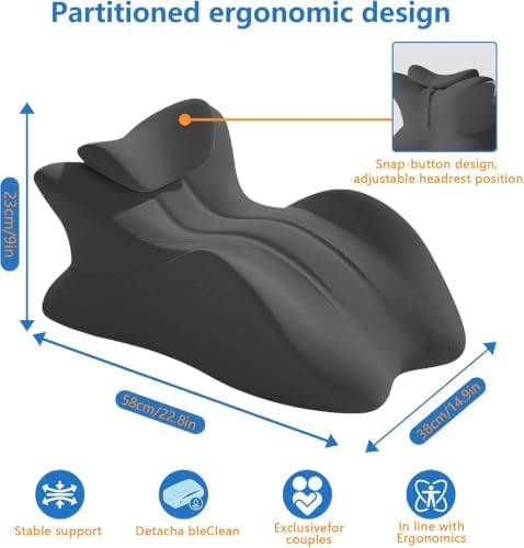 Memory Foam Wedge Pillow, 27° Sweet Spot Pillow for Intimacy- Grey - Image 4