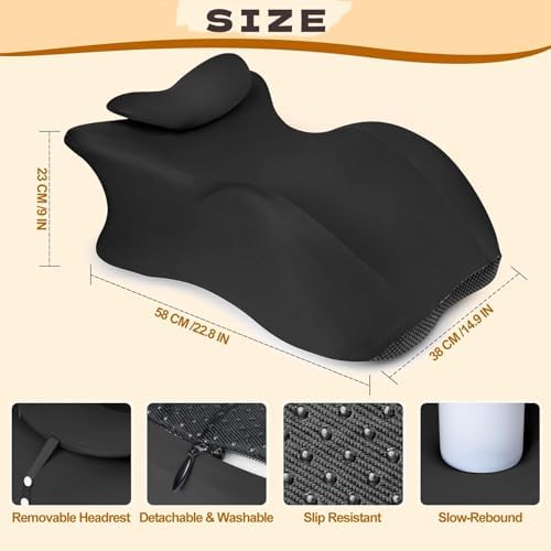 Intimacy Couples Pillow, 27° Ergonomic Memory Foam Wedge Pillow-Reading Reclining Positioning Support,Contoured Waist Neck Back Support Bed Rest-Removable Cover - Image 4