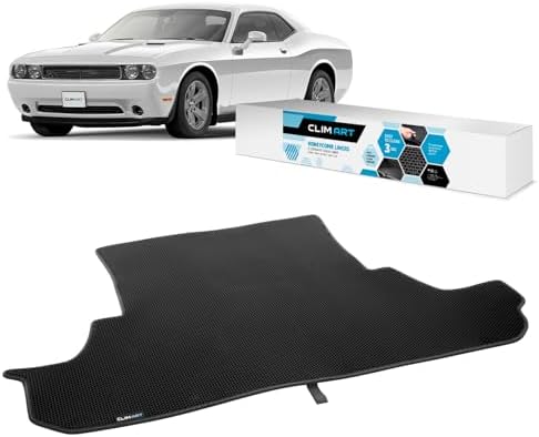 CLIM ART Cargo Liner for Dodge Challenger 2014-2023 Custom Fit Trunk Mat, with Honeycomb Dirtproof & Waterproof Technology - All-Climate, Heavy Duty, Anti-Slip Cargo Liner, Luggage - FL01108097 by CLIMART