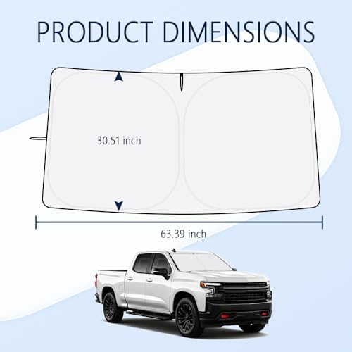 Car Windshield Sun Shade Compatible with Chevrolet 2019-2026 Silverado 1500,Oxford Cloth Sun Shade for Car Windshield with Foldable Design,Windshields Cover Suns Shades with Storage Bag - Image 2