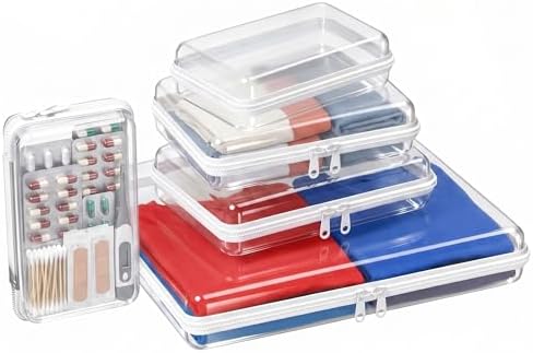 5Pcs Clear Hard Shell Zipper Case, Water Resistant Travel Organizers | Clear PET hard shell with double zippers; waterproof, stackable and wipe-clean for makeup, toiletries, baby items and travel. by SELFIECAT