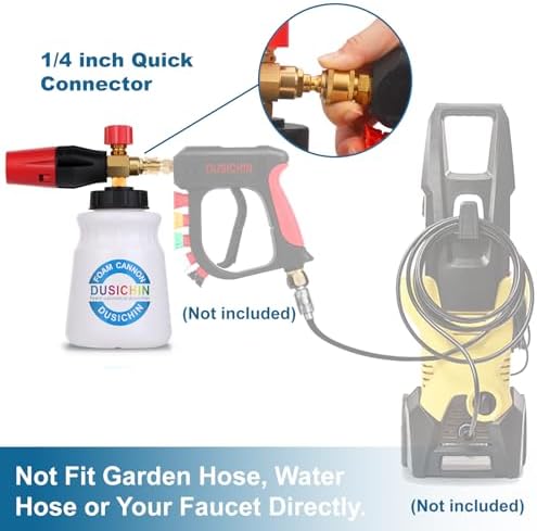 DUSICHIN Foam Cannon Snow Foam Car Washer 4000 PSI Pressure, Wide Neck Adjustable Nozzle 1L Container Additional 1.04mm Orifice Nozzle Soap Cannon for Sprayer Gun DUS2401 - Image 6