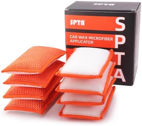 SPTA Car Interior Scrubbing Sponge, 8Pcs Scrub Ninja, Microfiber Car Wax Applicator, Car Wash Sponges for Car, Boat, Wood, Marble and Motorcycle, 6in x 3.3in x 0.8in by SPTA