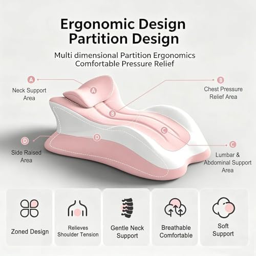 Memory Foam Wedge Pillow, 27°Ergonomic Support for Back, Waist & Legs, Multi-Position Pillow for Intimacy, Pregnancy, Sleep & Reading Removable Washable Cover(Pink) - Image 6