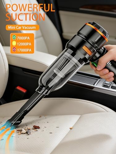 Super-Powered car mini Vacuum Cleaner 80,000RPM, Four-in-one: Blower, Vacuum Cleaner, air Extractor, and Pump. Handheld dust Collector, Handheld dust Blower, Hair Dryer, Cordless (Orange) - Image 3
