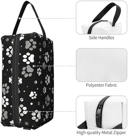 paw print Makeup Bag - Durable 600D Oxford Fabric Travel Cosmetic Bag, Shockproof Foam Padded Toiletry Organizer for Gym & Daily Use 10x6.2x4.9 Inch - Image 3
